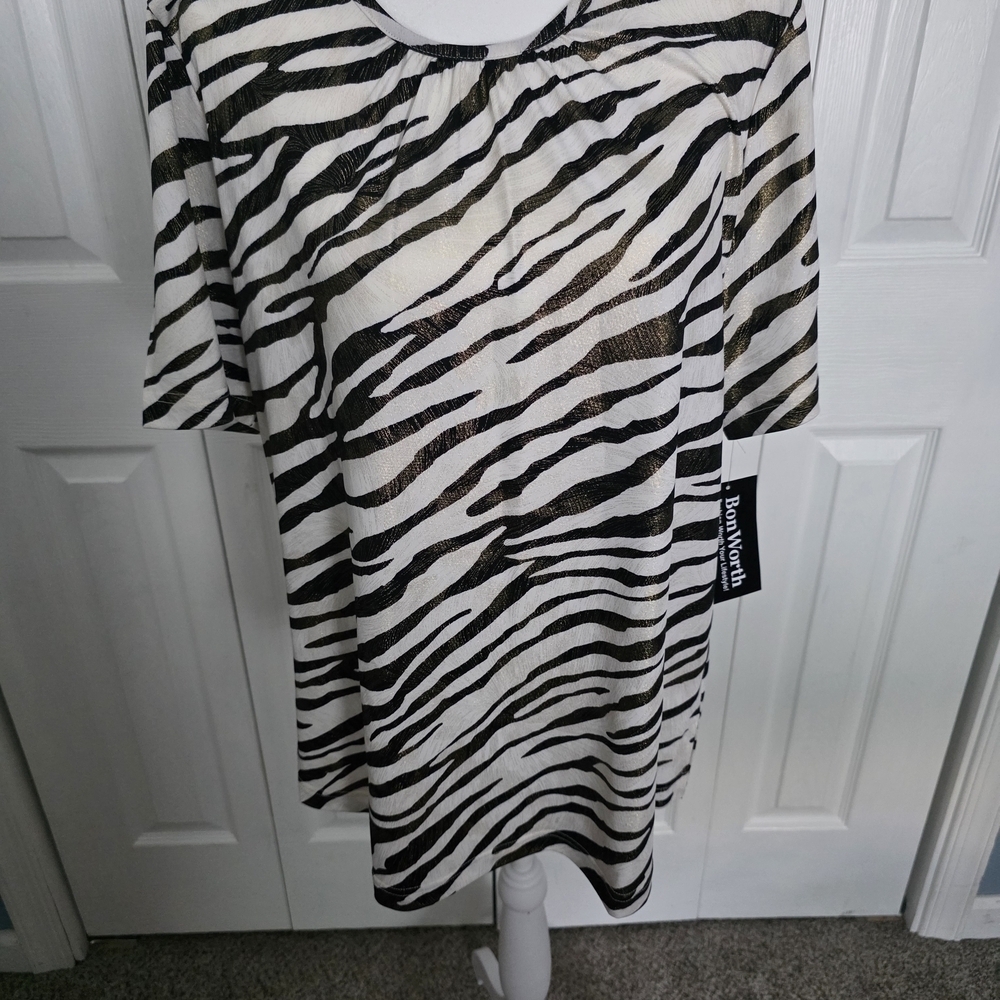 BonWorth Black and White Zebra Print Blouse